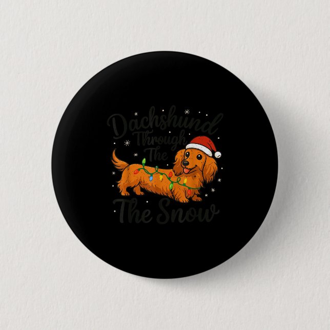 Dachshund Through The Snow Christmas Pajama Toddle Button (Front)