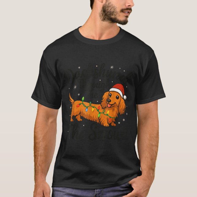 Dachshund Through The Snow Christmas Pajama Toddle T-Shirt (Front)