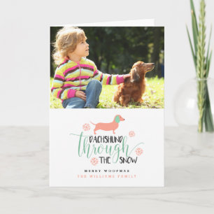 Dachshund Through the Snow Christmas Photo Card