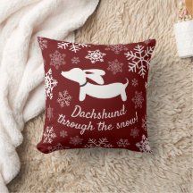 Dachshund Through The Snow Christmas Pillow