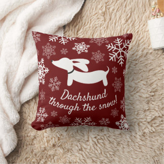 Dachshund Through The Snow Christmas Pillow