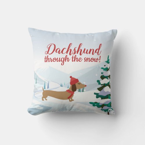 Dachshund Through the Snow Christmas  Pillow