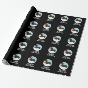 Dachshund Through The Snow Christmas Pun Dark BG Wrapping Paper