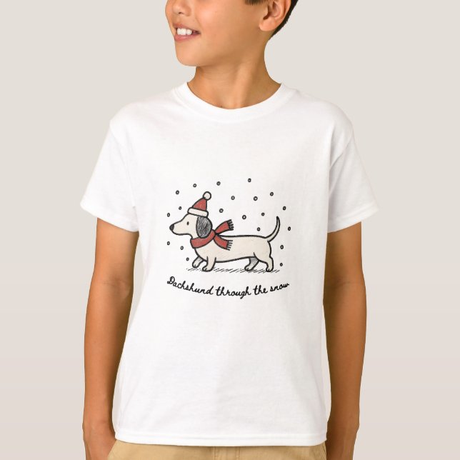 Dachshund Through the Snow - Christmas T-Shirt (Front)