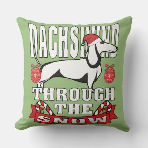 Dachshund Through The Snow Christmas Throw Pillow
