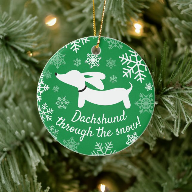 Dachshund Through The Snow Christmas Tree Ornament (Tree)