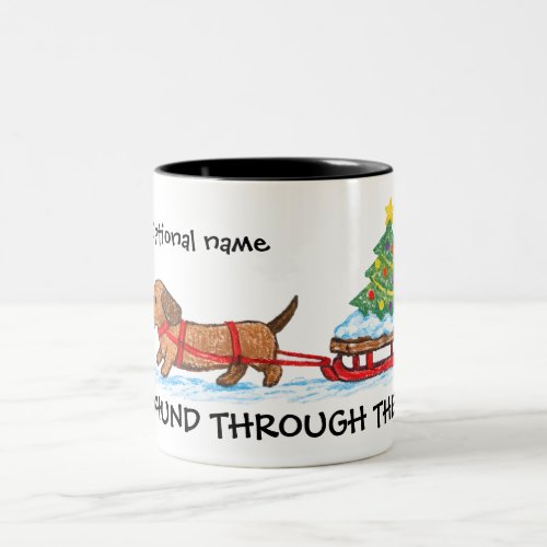 Dachshund Through The Snow Christmas Two-Tone Coffee Mug