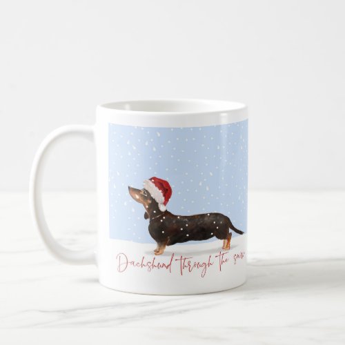 DACHSHUND THROUGH THE SNOW Cute Christmas Coffee Mug
