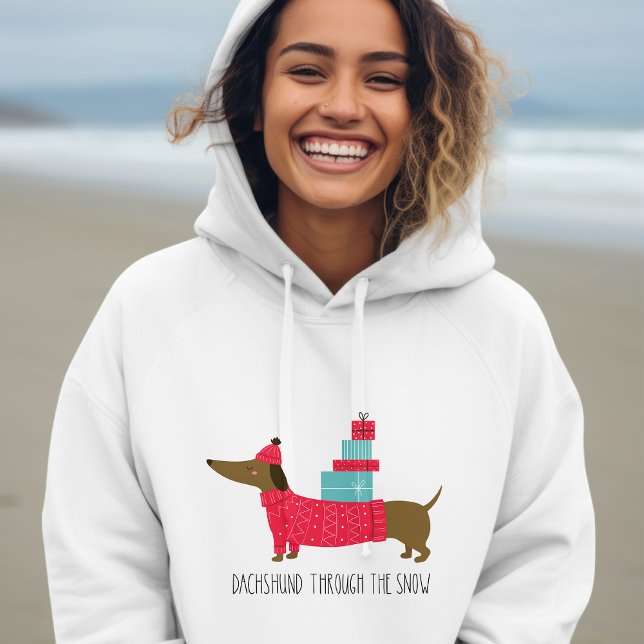 Dachshund Through The Snow Cute Christmas Dog Fun Hoodie (Creator Uploaded)