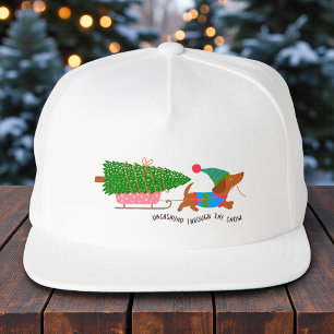 Dachshund Through The Snow Cute Christmas Dog Snap Back Hat