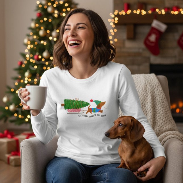 Dachshund Through The Snow Cute Christmas Dog Tri-Blend Shirt (Creator Uploaded)