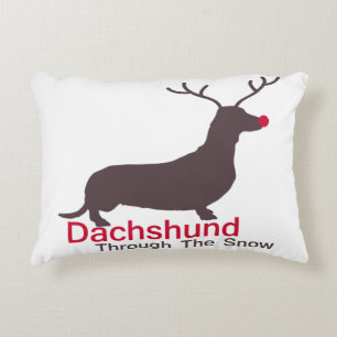 Dachshund Through The Snow Decorative Pillow