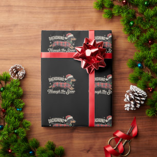 Dachshund Through The Snow Dog Christmas Plaid Wrapping Paper