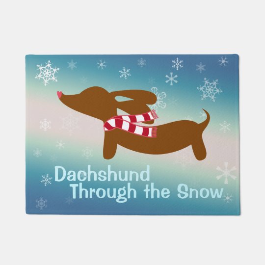 Dachshund Through The Snow Doormat Door Mat Zazzle Com