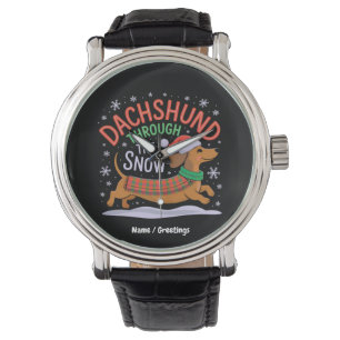 Dachshund Through the Snow Funny Christmas Dog Watch