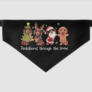 Dachshund Through The Snow Funny Christmas Dogs Pet Bandana Collar