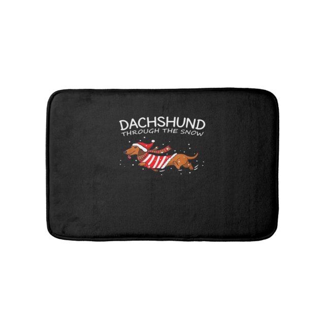 Dachshund Through The Snow Funny Dog Christmas Cla Bath Mat (Front)