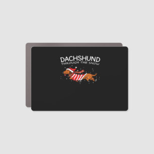 Dachshund Through The Snow Funny Dog Christmas Cla Car Magnet