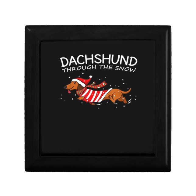 Dachshund Through The Snow Funny Dog Christmas Cla Gift Box (Front)