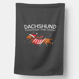 Dachshund Through The Snow Funny Dog Christmas Cla House Flag