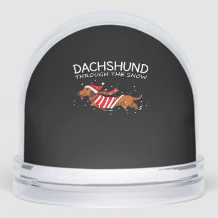 Dachshund Through The Snow Funny Dog Christmas Cla Snow Globe