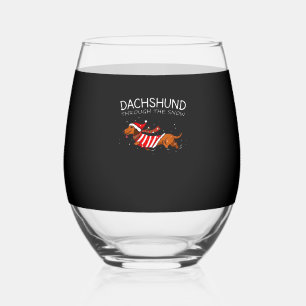 Dachshund Through The Snow Funny Dog Christmas Cla Stemless Wine Glass