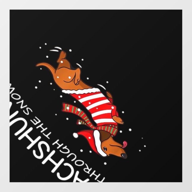 Dachshund Through The Snow Funny Dog Christmas Cla Wall Decal (Front)