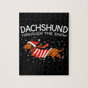 Dachshund Through The Snow Funny Dog Christmas Jigsaw Puzzle