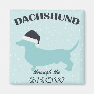 Dachshund Through the Snow Funny Dog Christmas Magnet