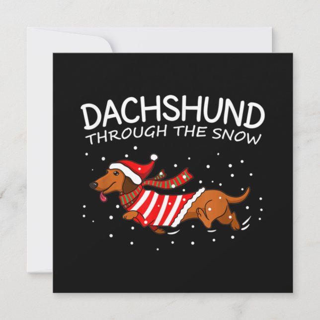 Dachshund Through The Snow Funny Dog Christmas Note Card (Front)