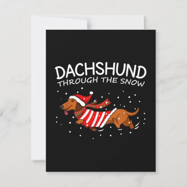 Dachshund Through The Snow Funny Dog Christmas Note Card (Front)