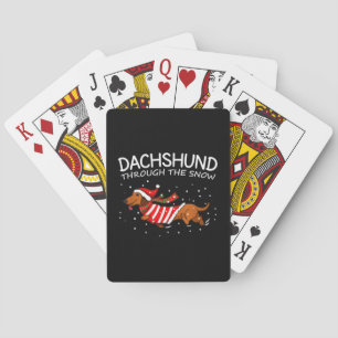Dachshund Through The Snow Funny Dog Christmas Poker Cards