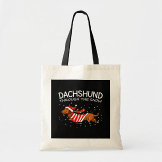 Dachshund Through The Snow Funny Dog Christmas Tote Bag