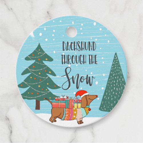 Dachshund Through The Snow funny dog lover Favor Tags