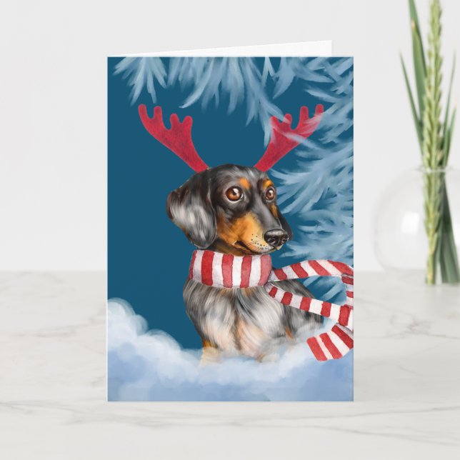 Dachshund Through The Snow Holiday Card (Front)