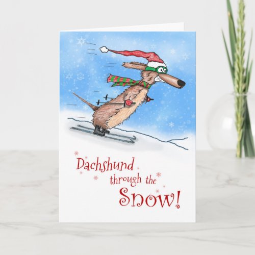 Dachshund through the Snow Merry Christmas Holiday Card