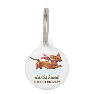 Dachshund Through the Snow Pet ID Tag