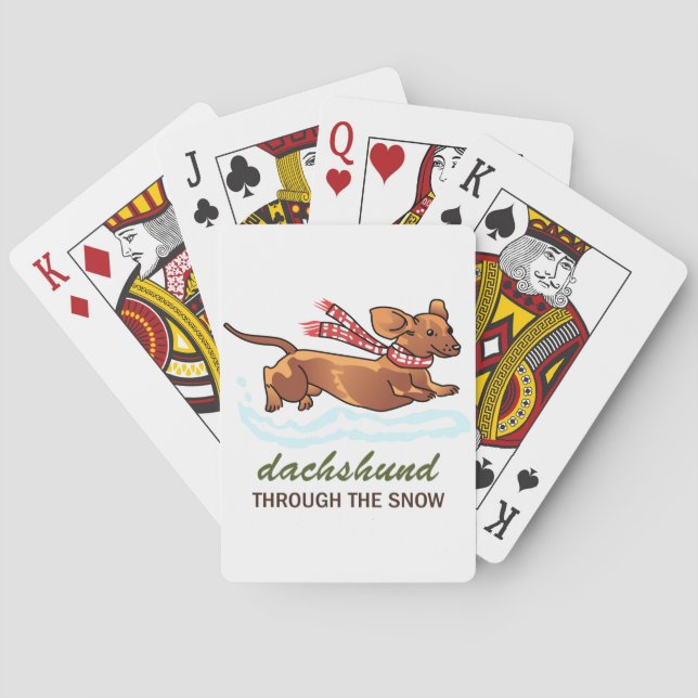 Dachshund Through the Snow Poker Cards (Back)
