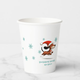 Dachshund through the Snow puppy dog Christmas Paper Cups