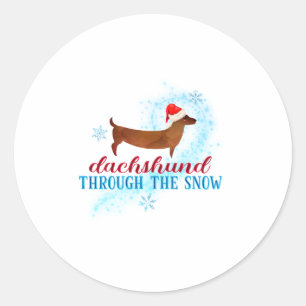 Dachshund Through The Snow Santa Dog Christmas Classic Round Sticker