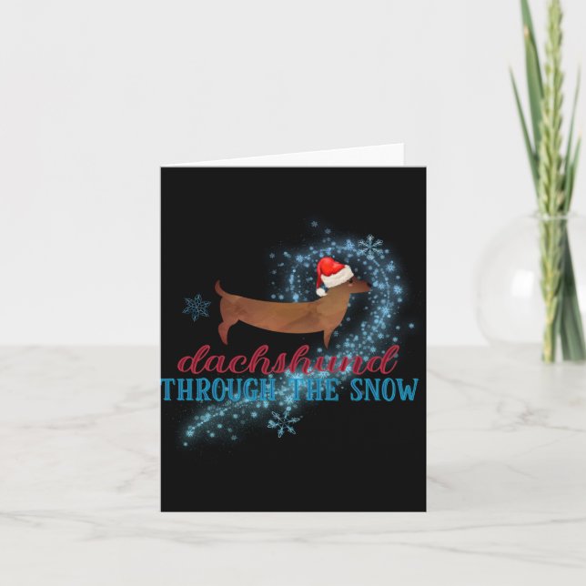 Dachshund Through The Snow Santa Dog Christmas T S Card (Front)