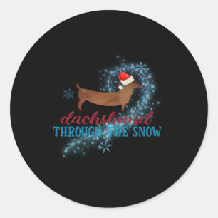 Dachshund Through The Snow Santa Dog Christmas T S Classic Round Sticker