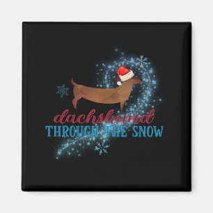 Dachshund Through The Snow Santa Dog Christmas T S Magnet