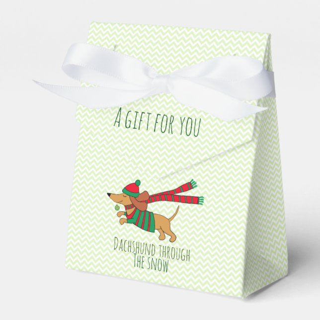 Dachshund Through the Snow Tent Favor Box (Front Side)