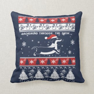 DACHSHUND THROUGH THE SNOW THROW PILLOW