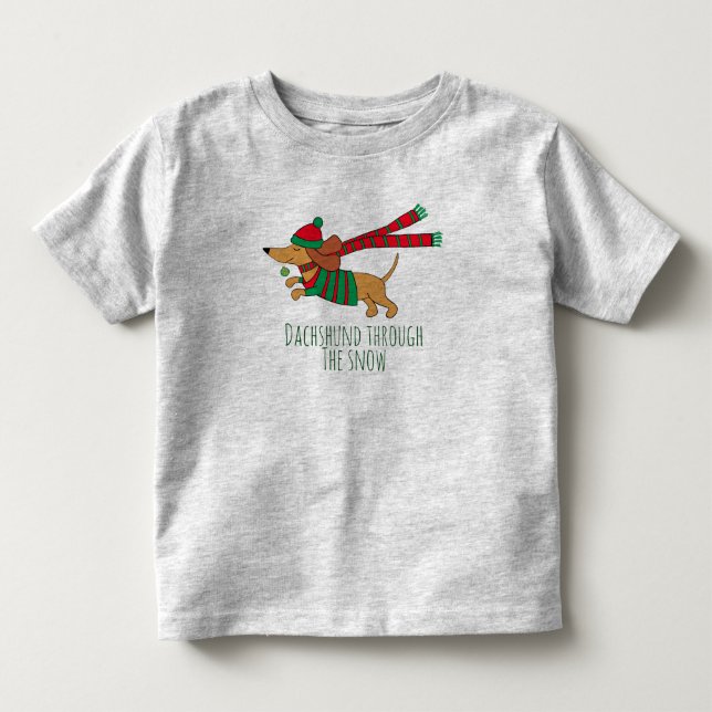 Dachshund Through the Snow Toddler Jersey T-Shirt (Front)