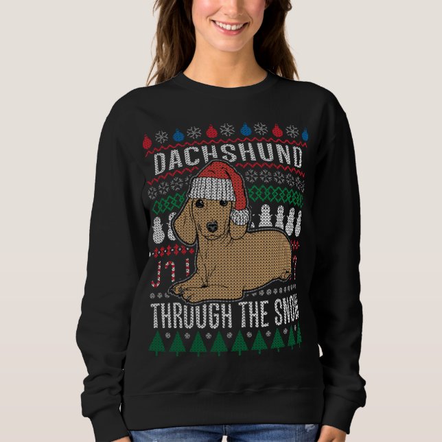 Dachshund Through The Snow Ugly Christmas Sweater (Front)