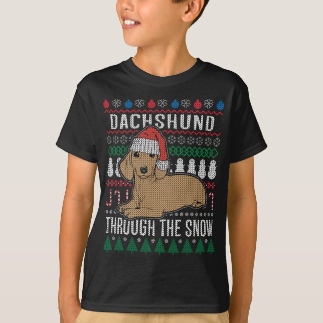 Dachshund Through The Snow Ugly Christmas Sweater (Front)