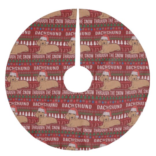 Dachshund Through The Snow Ugly Christmas Sweater Brushed Polyester Tree Skirt Dachshund Through The Snow Ugly Christmas Sweater Brushed Polyester Tree Skirt
