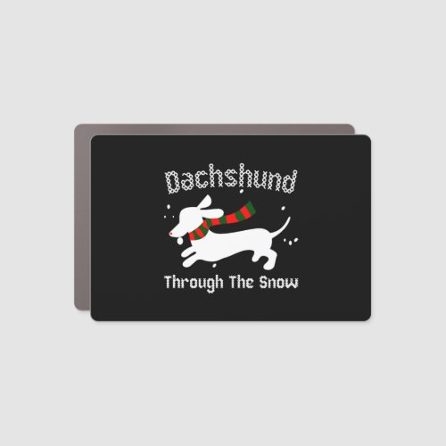 Dachshund Through The Snow Ugly Christmas Sweater Car Magnet